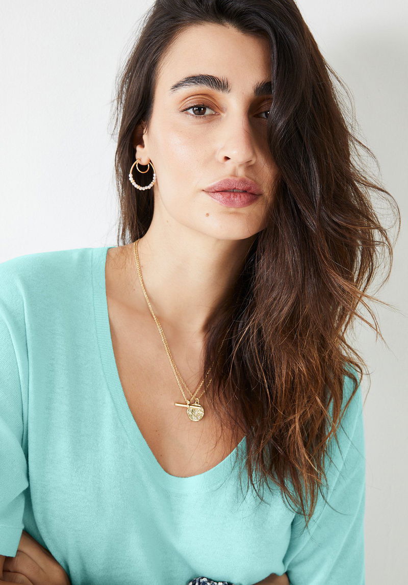 HUSH Skyros Pearl Hoop Earrings in Gold Endource