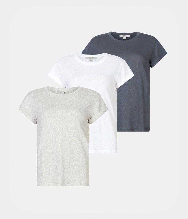 ALLSAINTS Anna 3 Pack T-Shirts in GREY/MULTI