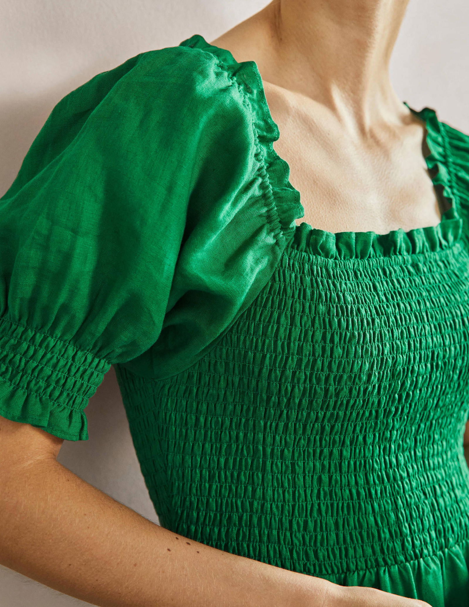 BODEN Smocked Bodice Midi Dress | endource