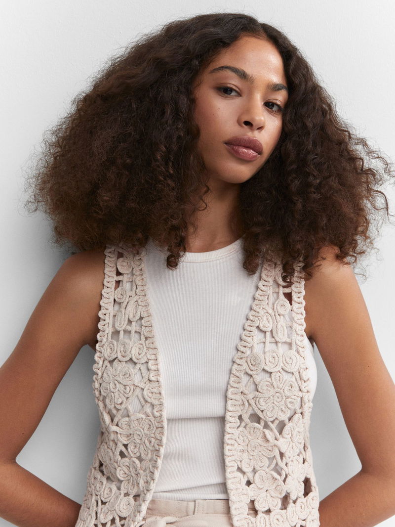 MANGO Coashela Crochet Waistcoat endource