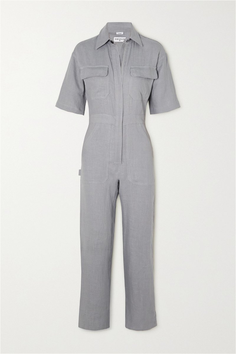 RIVET UTILITY Dynamo Linen Jumpsuit in Gray