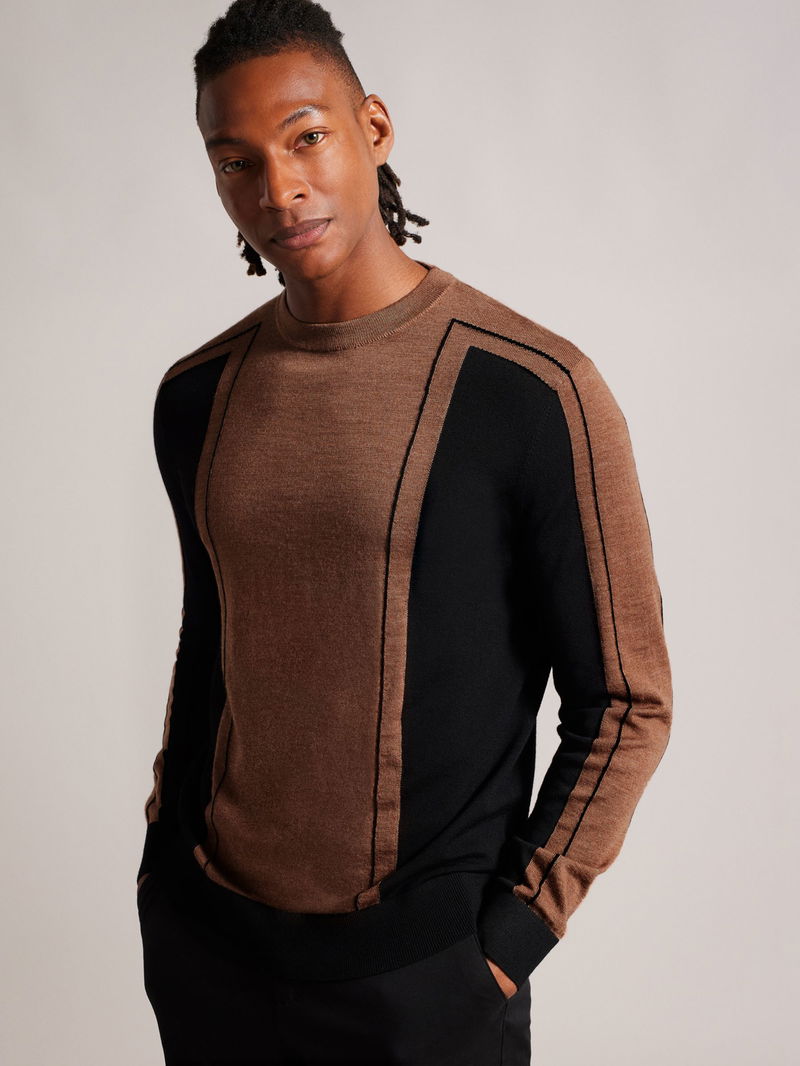 TED BAKER Long Sleeve Merino Striped Crew Neck Jumper endource