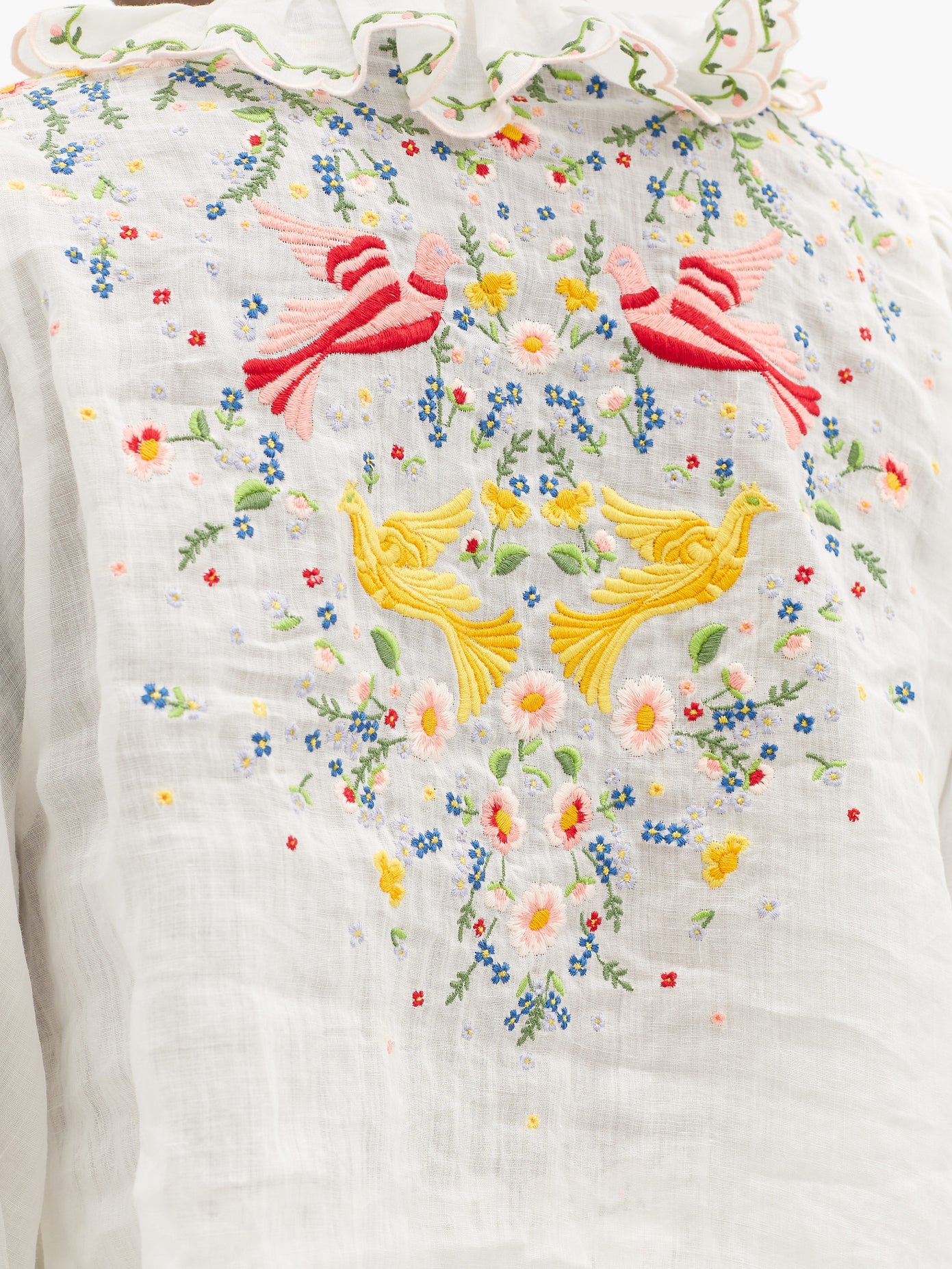 zimmermann carnaby embroidered bird dress Zimmermann Carnaby Open-Back Embroidered Linen Midi Dress Size In Black - 40% Off