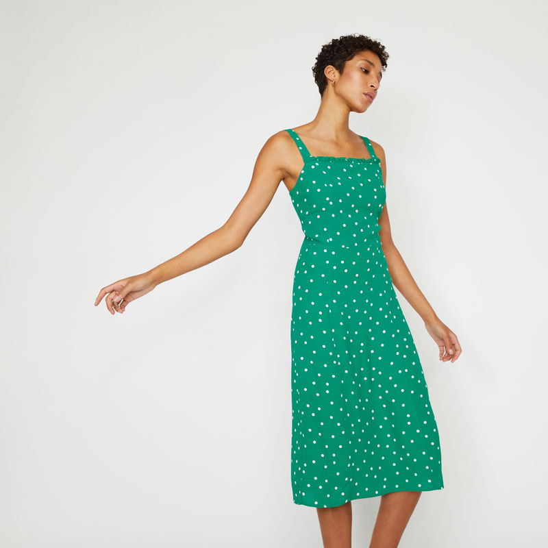 WAREHOUSE Polka Dot Ruffle Midi Dress | endource
