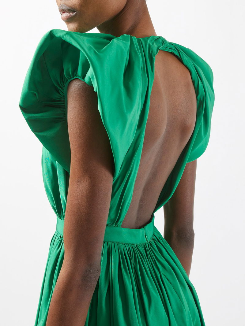 green emerald velvet dress Poplin Day Dress