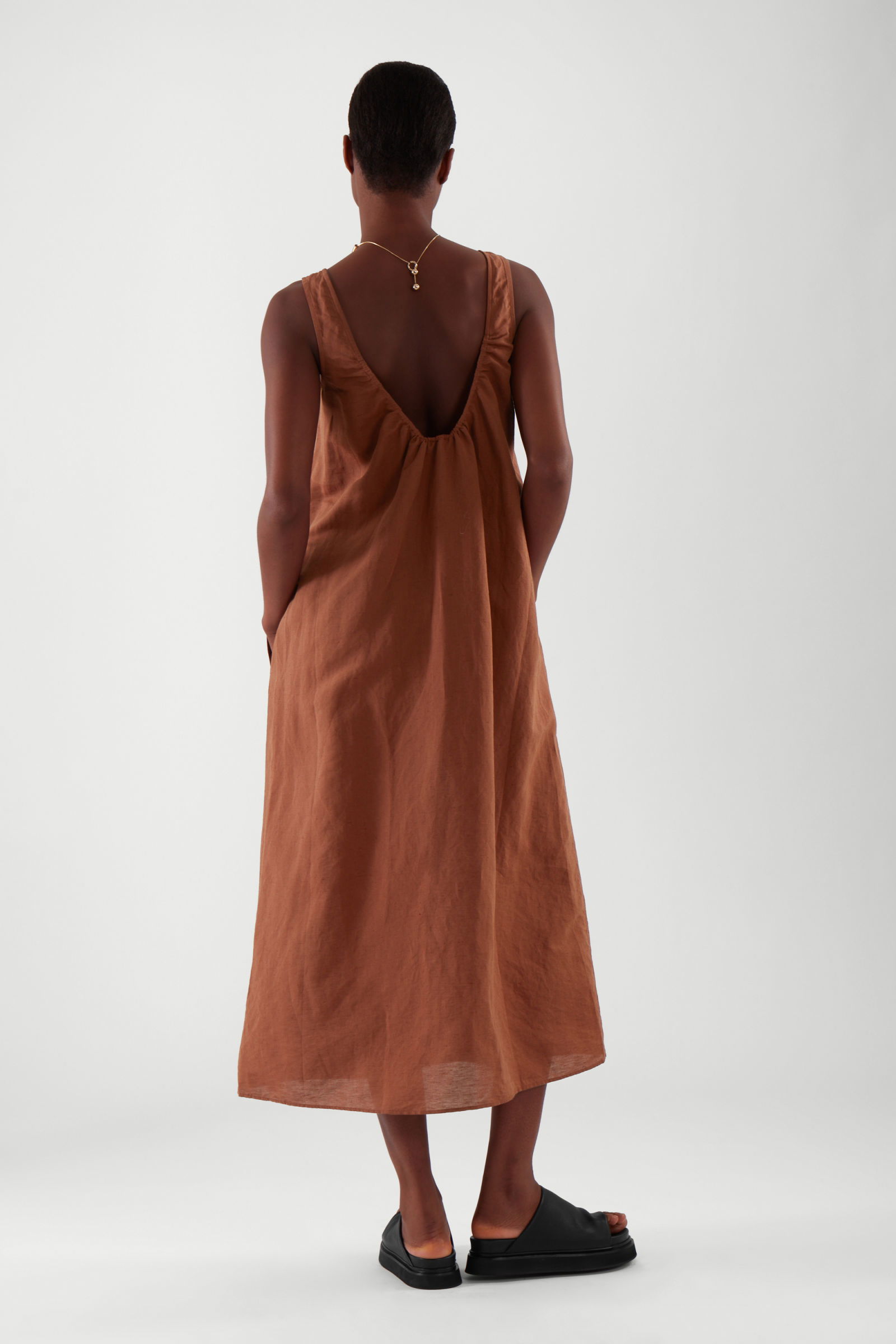 COS Linen Exposed Back Maxi Dress | endource