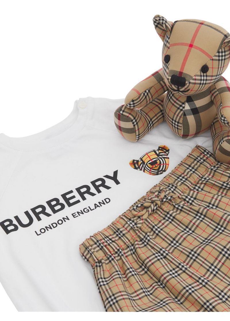 BURBERRY Thomas Bear Cotton Three-Piece Baby Gift Set endource