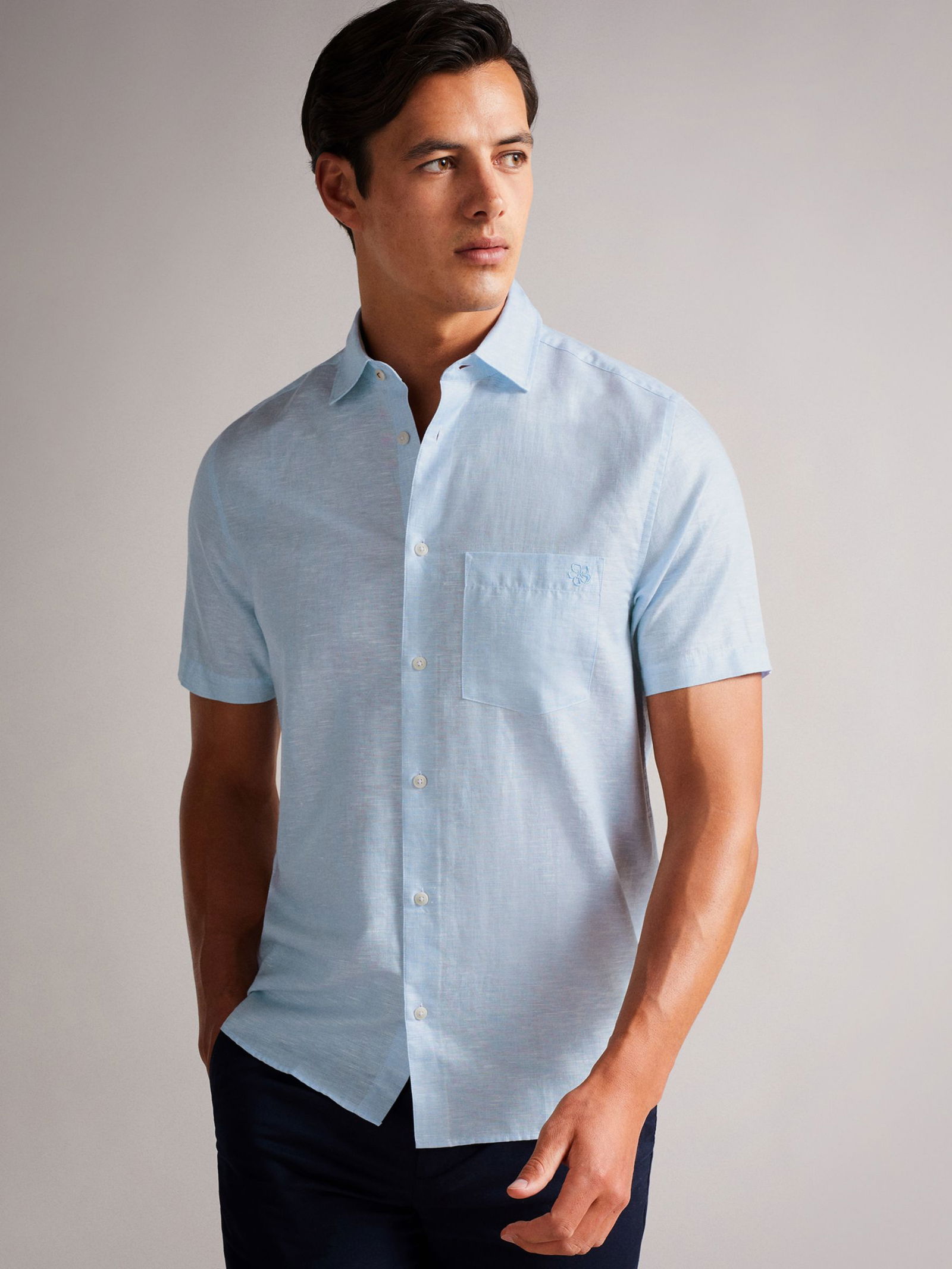 TED BAKER Addle Short Sleeve Linen Blend Shirt | endource