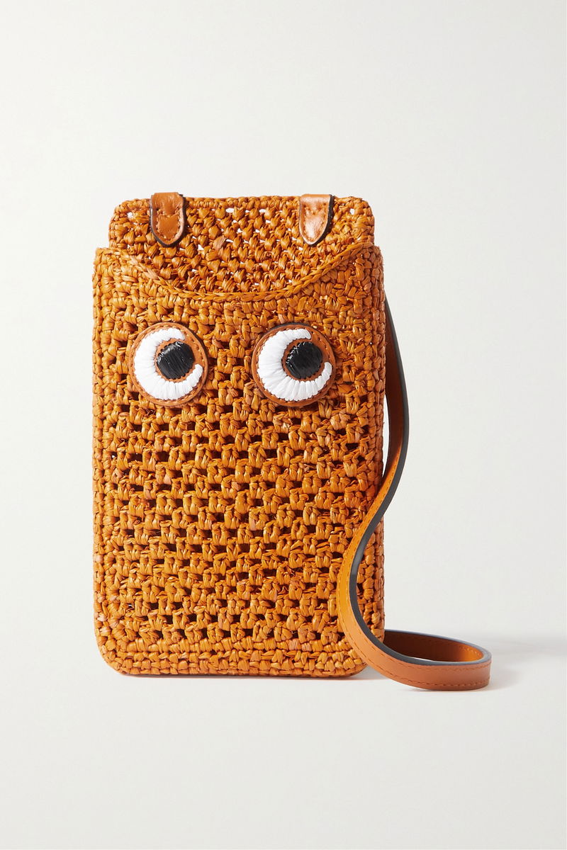 ANYA HINDMARCH Eyes Embroidered Phone Case in Orange | Endource