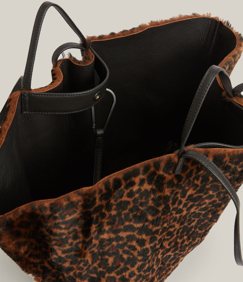 AllSaints opposite tote bag in leopard print