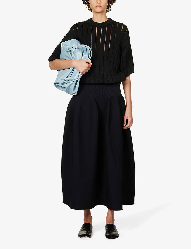 CFCL Louver Semi-Sheer Top in BLACK | endource