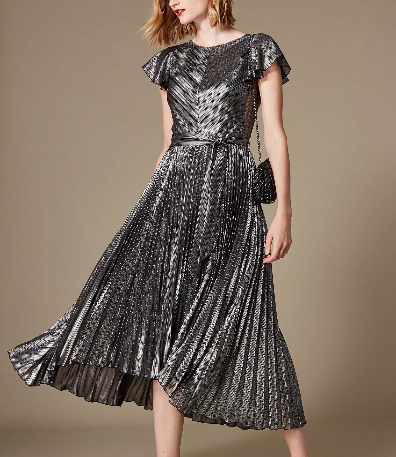 karen millen metallic pleated dress KAREN MILLEN Metallic Pleated Dress
