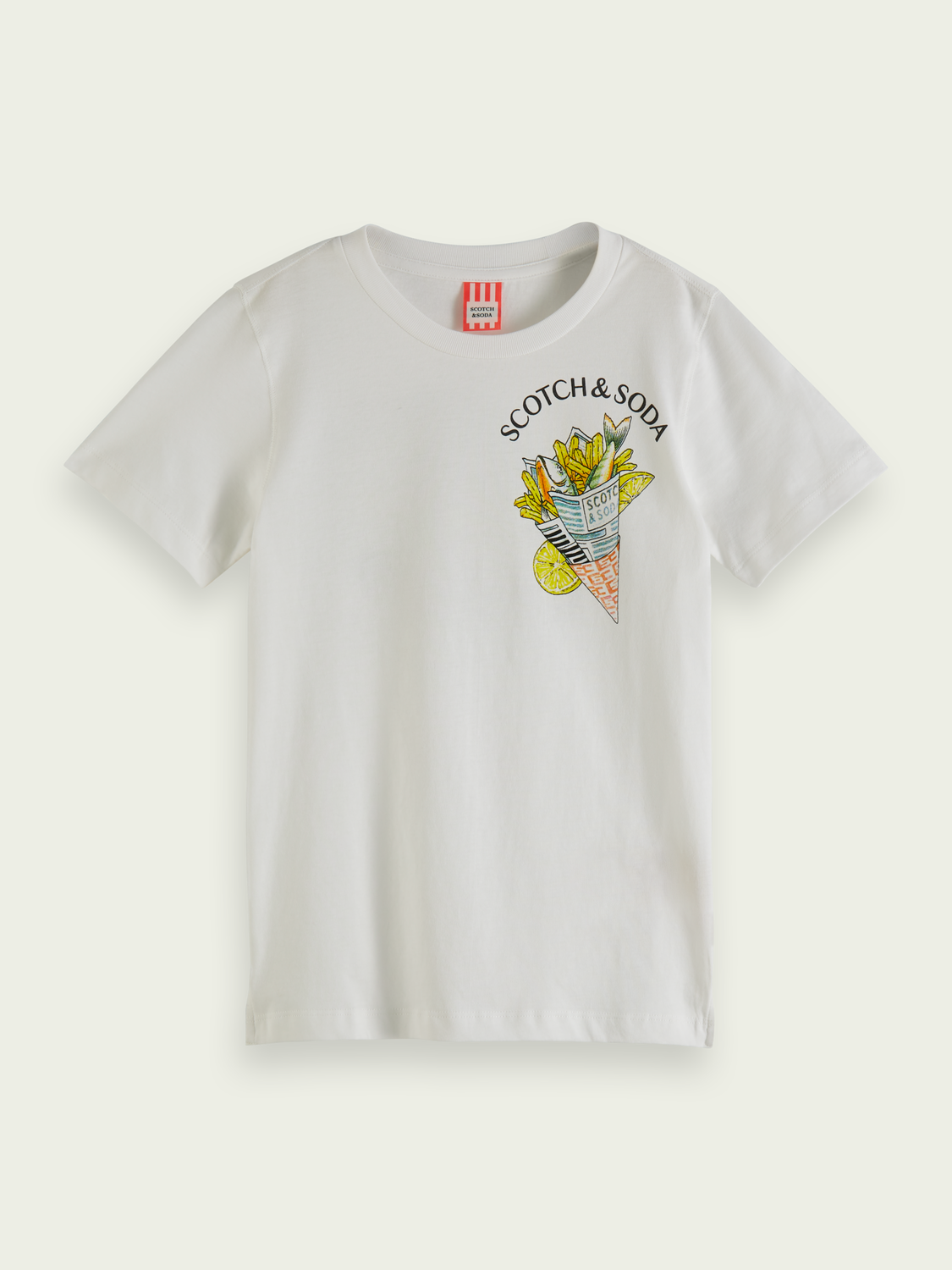 Organic Cotton T-Shirt With Fish And Chips Artwork