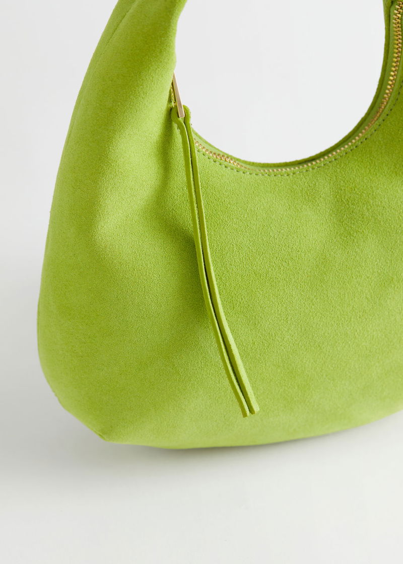  Other Stories suede bag in lime green