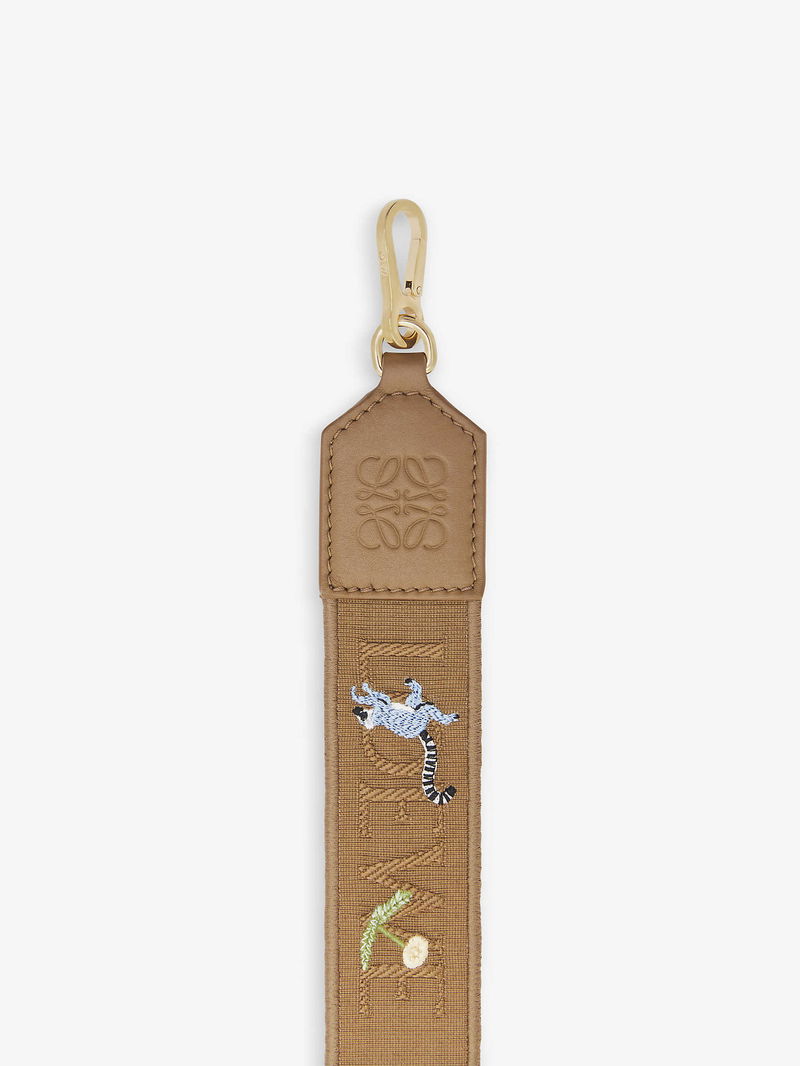 LOEWE Loewe x Suna Fujita - Lemur-Embroidered Bag Strap in OAK | Endource