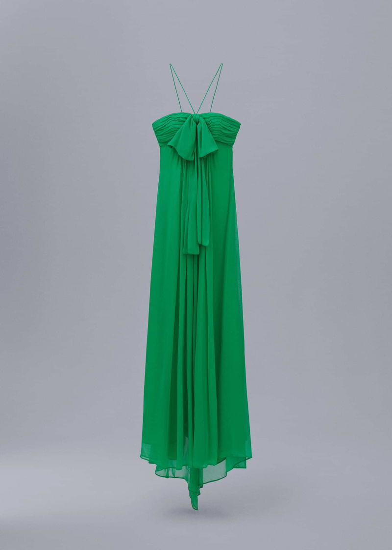 mango draped satin dress with bow detail Mango Women's Asymmetrical Satin Dress