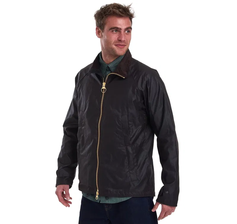 BARBOUR Floccus Waxed Cotton Jacket in Black | endource