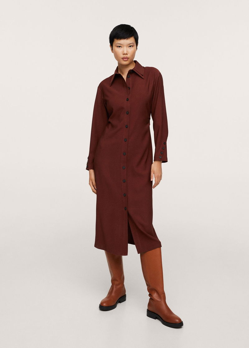 mango midi shirt dress Mango midi shirt dress with tie waist in dusty blue