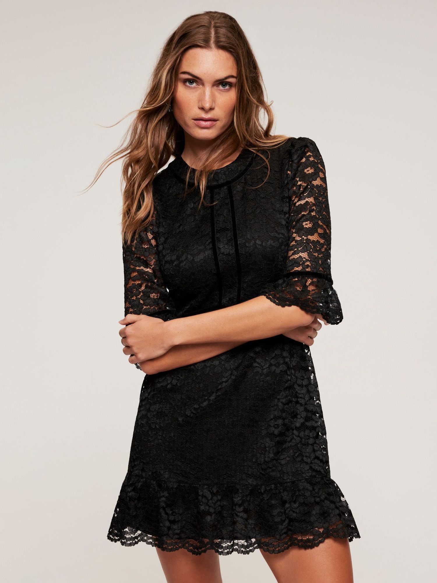 MINT VELVET Lace Ruffle Mini Dress | endource MINT VELVET Lace Ruffle Mini Dress | endource
