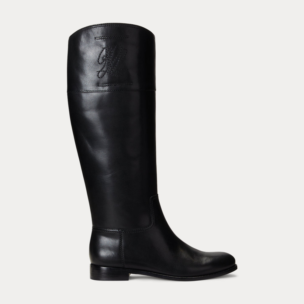 LAUREN RALPH LAUREN Justine Burnished Leather Riding Boot | Endource