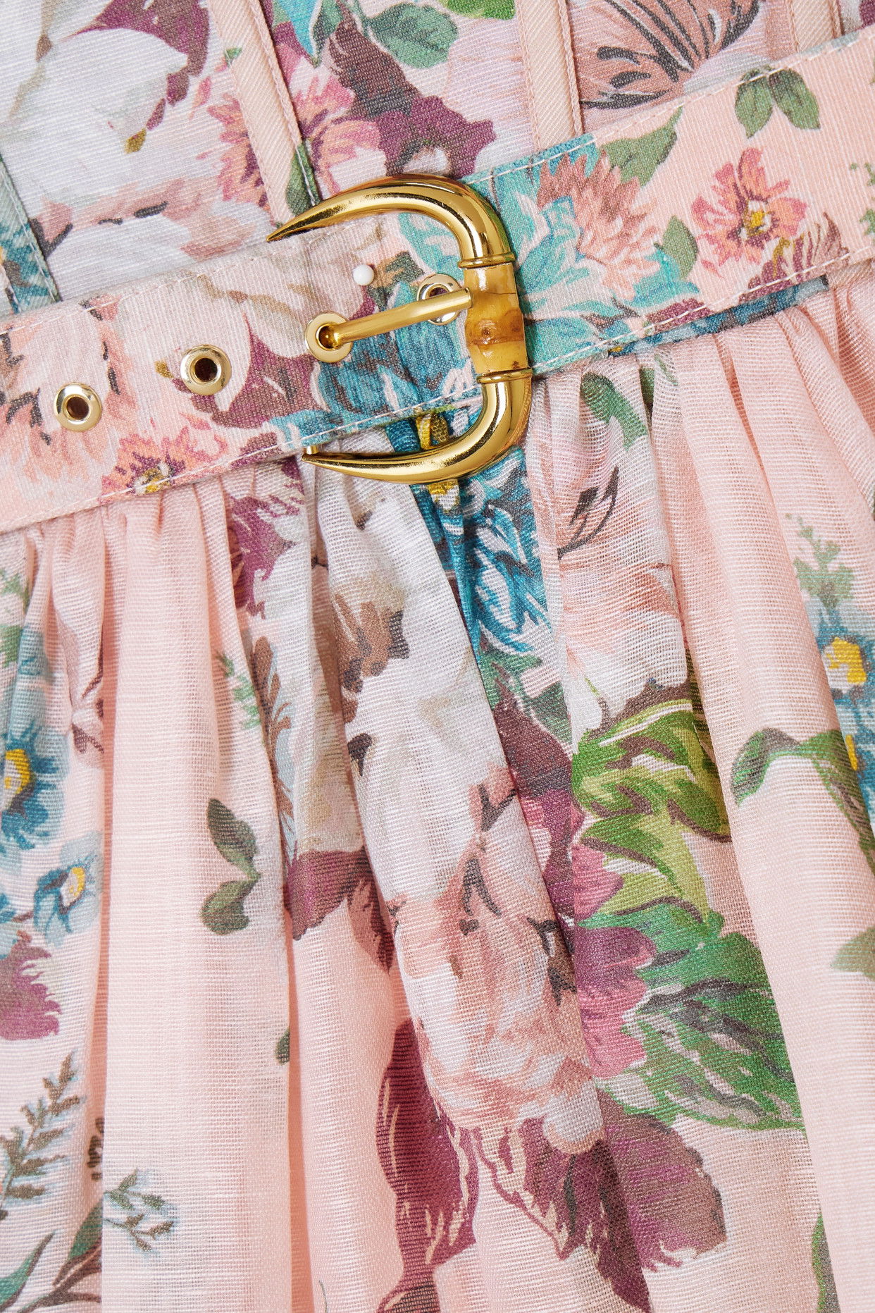 ZIMMERMANN Matchmaker Belted Floral-Print Linen And Silk-Blend Midi Dress |  endource