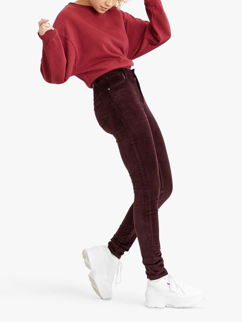 721 High Rise Velvet Pants - Red