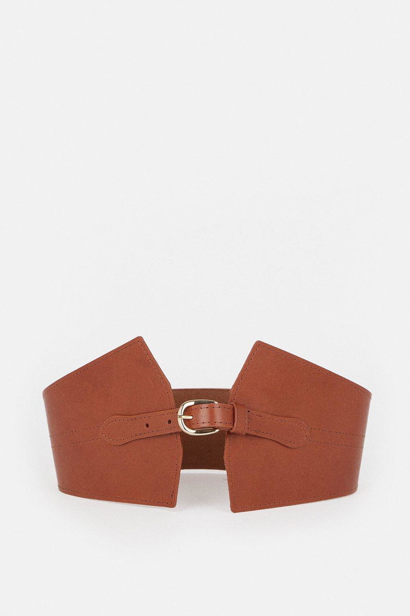 Leather Wide Waist Belt | Karen Millen