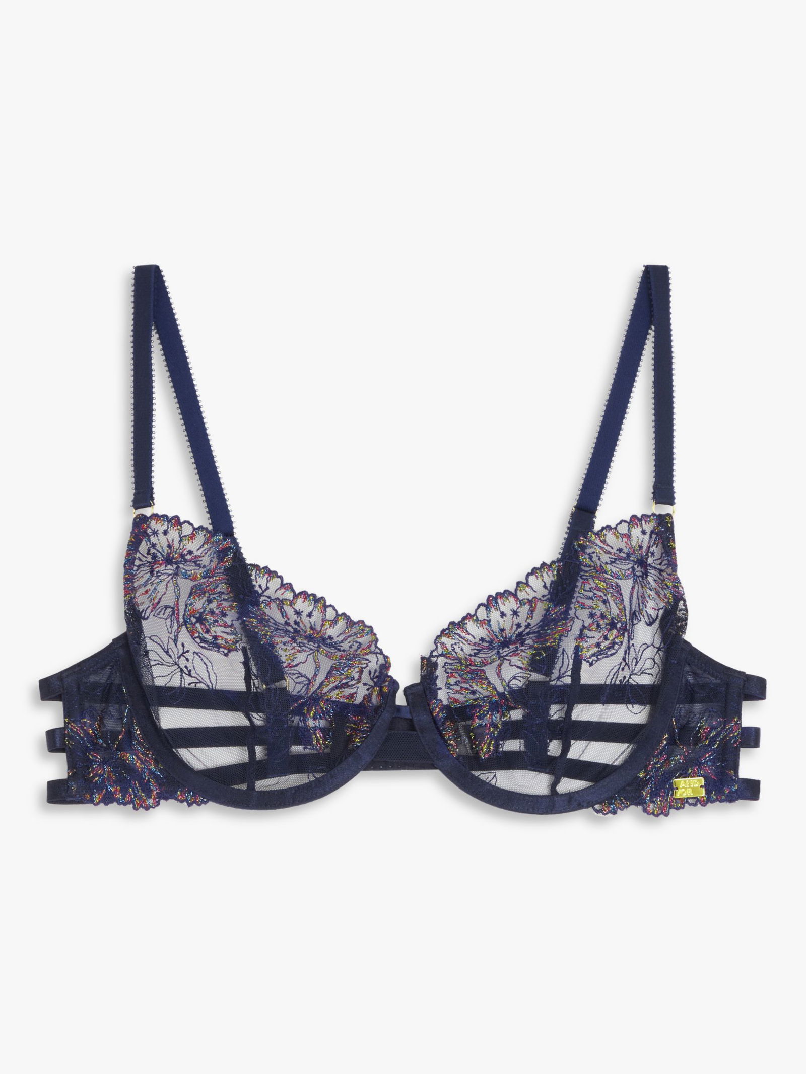 AND/OR Alexis Soft Bloom Metallic Embroidered Lace Bra in Navy