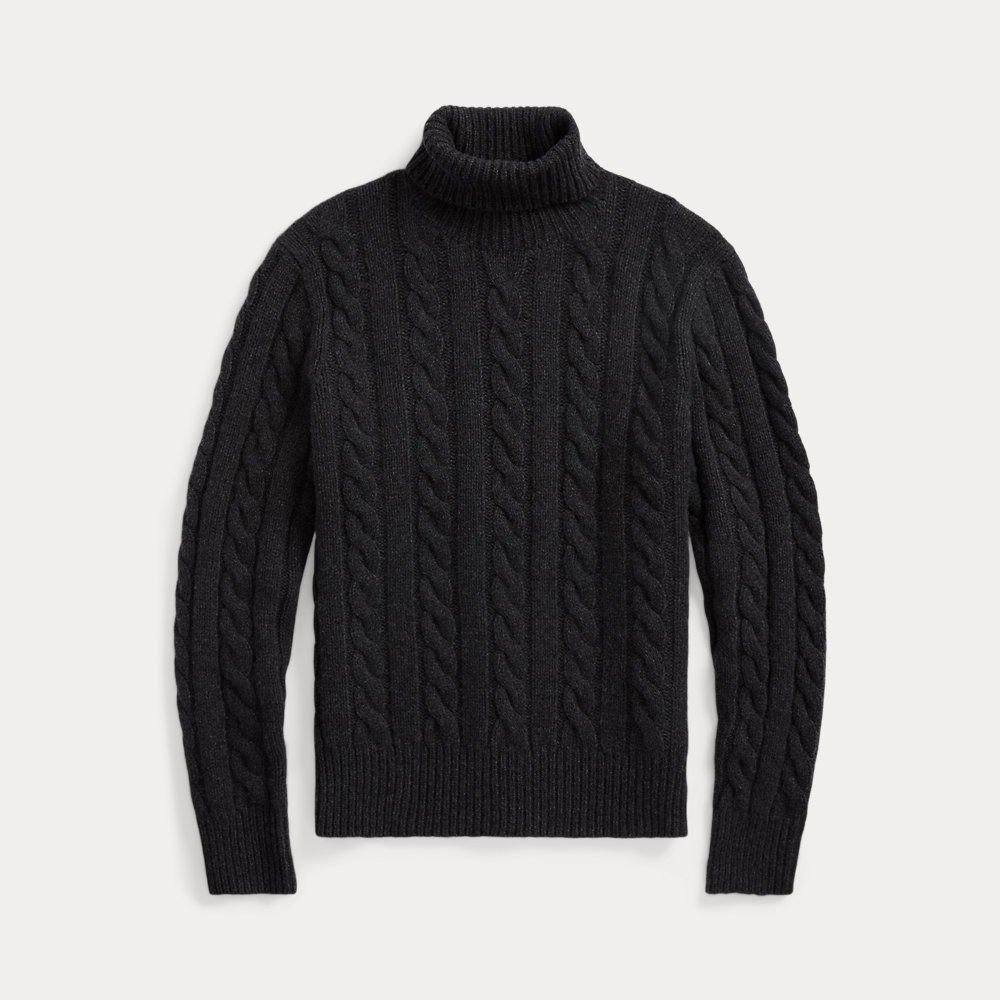 Ralph Lauren Cable-knit Wool-cashmere Bralette In Polo Black