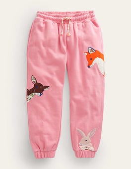 John Lewis Kids' Heart Tapered Joggers, Pink at John Lewis & Partners