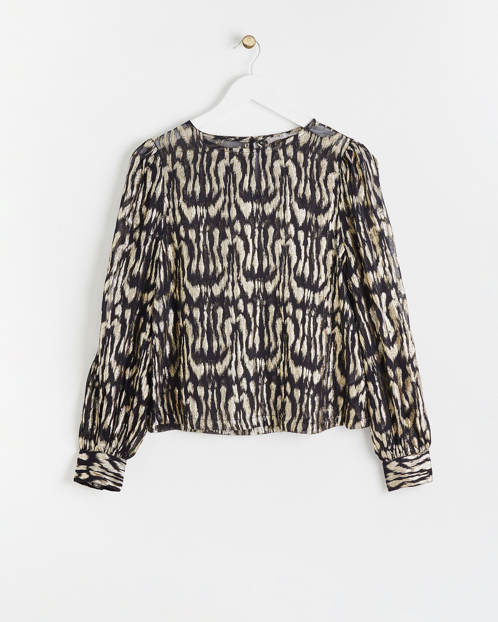 OLIVER BONAS Animal Metallic Blouse in Gold