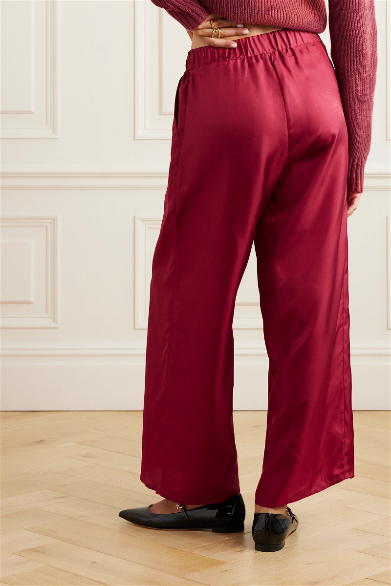 LE KASHA Pamir Silk-Satin Wide-Leg Pants in Red