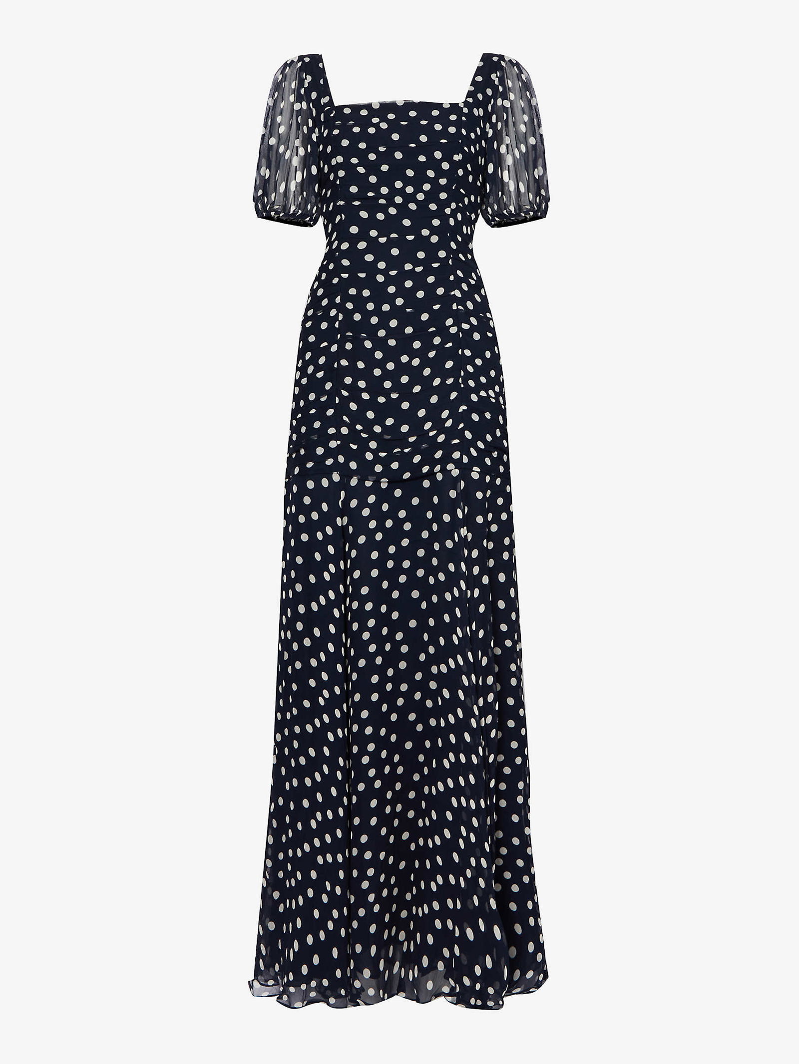 RIXO Leyane Polka-Dot Woven Maxi Dress in Scatter Spot Navy | Endource