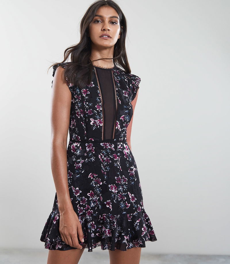 REISS Alexandra Floral Burnout Printed Mini Dress | Endource