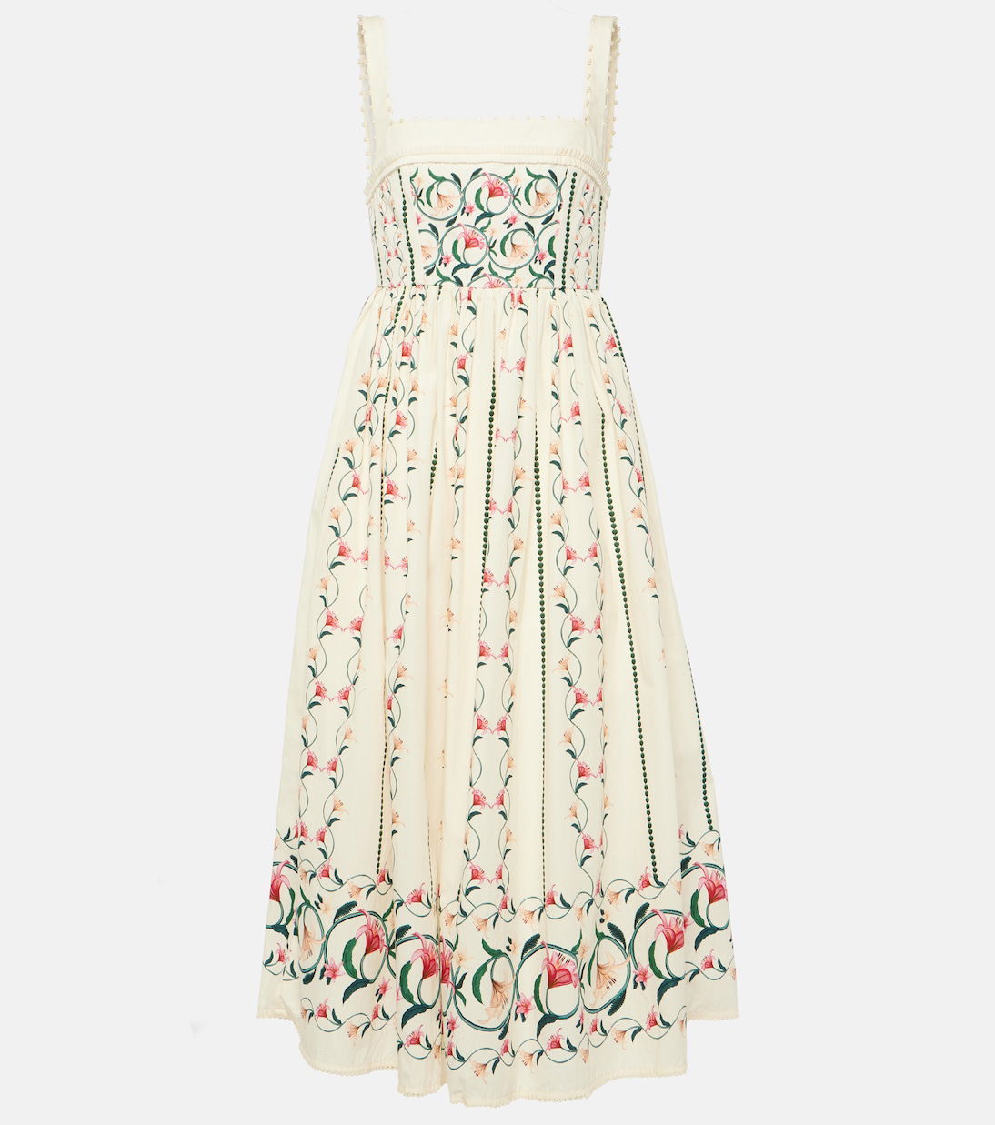 AGUA BY AGUA BENDITA Barbara Rocio Embroidered Midi Dress | endource