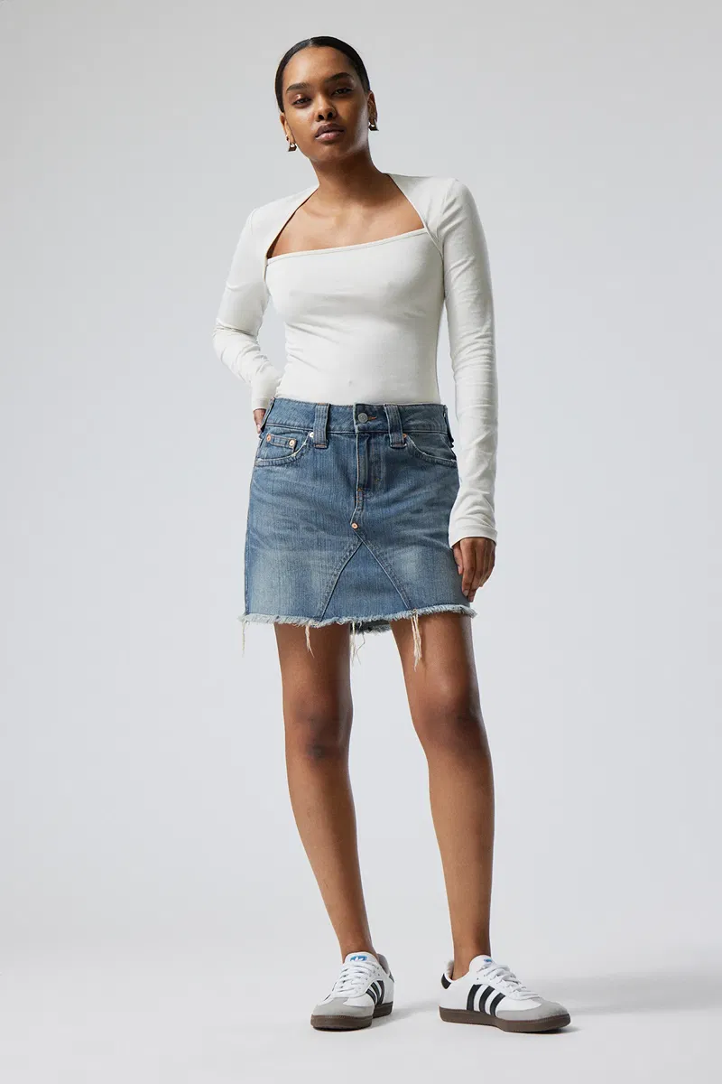 Weekday Ventura Denim Mini Skirt In Blue