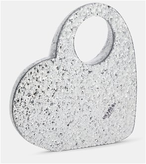 Silver Heart metal clutch bag, Staud
