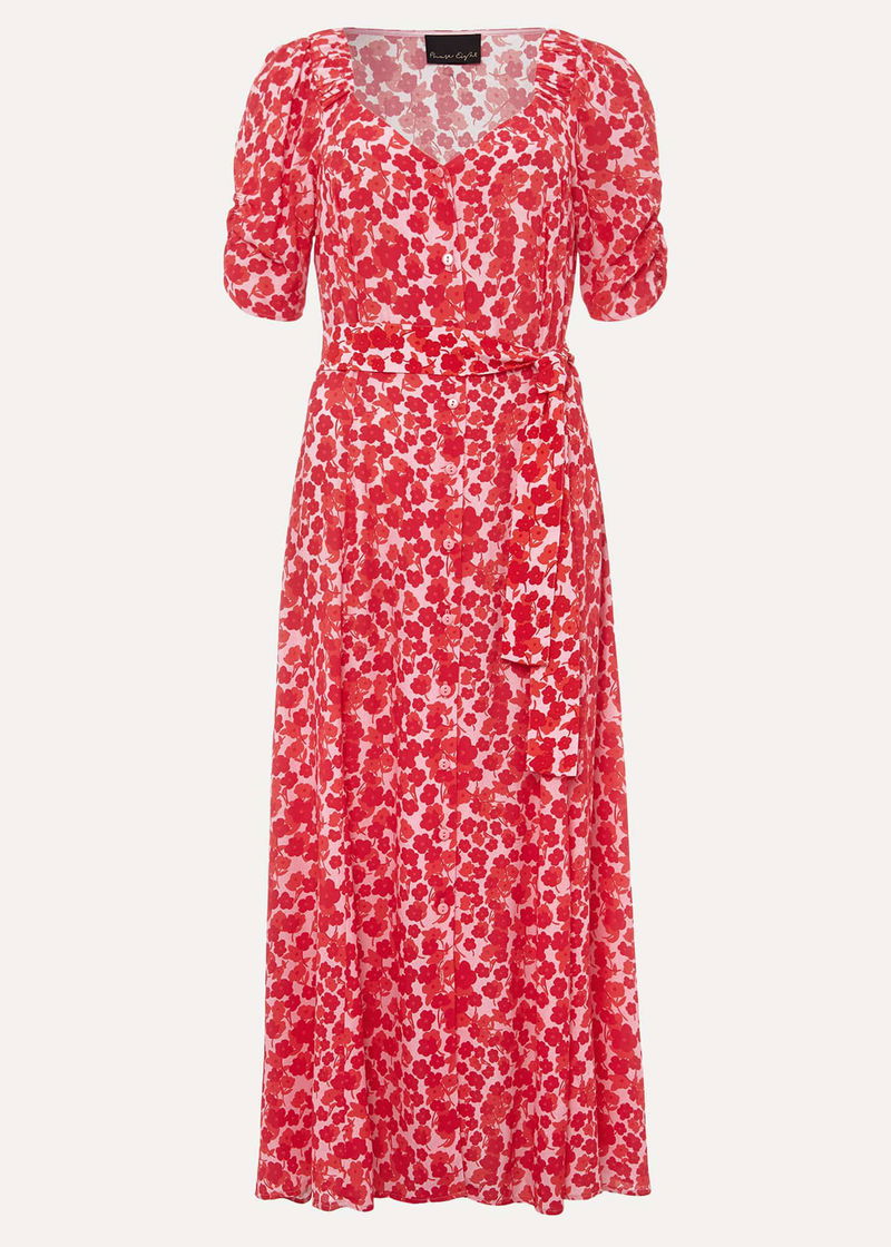 PHASE EIGHT Sheryl Ditsy Midi Dress in Pink/Red | Endource