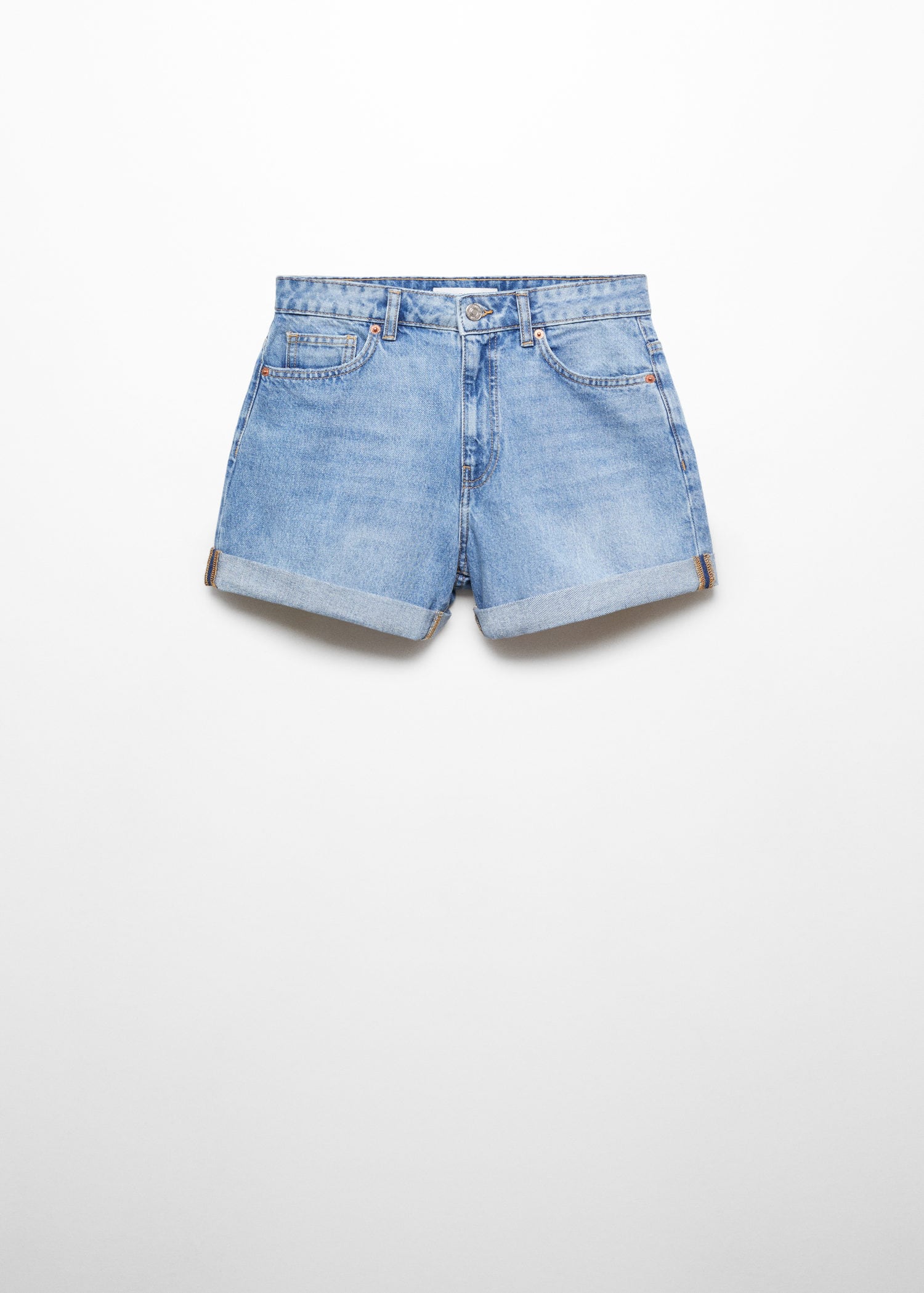 Mango Mom Fit Denim Shorts In Medium Blue Endource