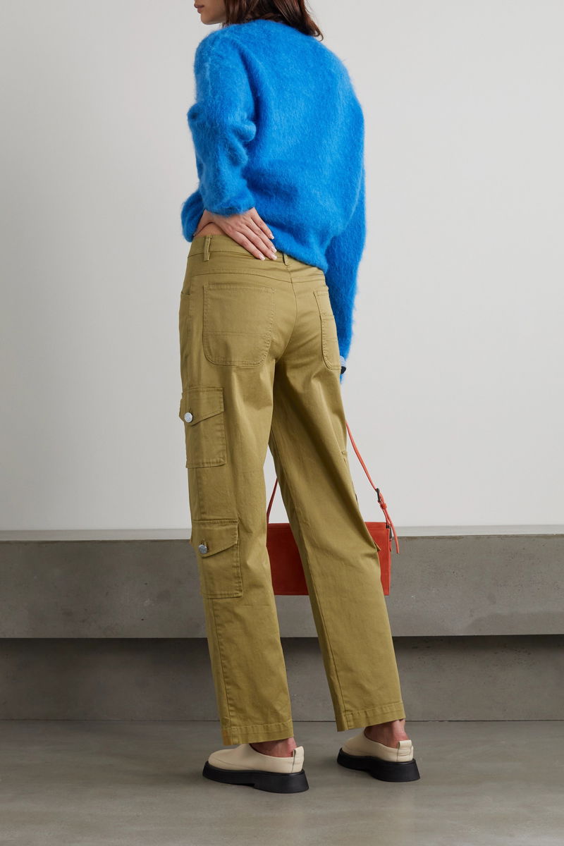 Stretch-cotton twill straight-leg pants