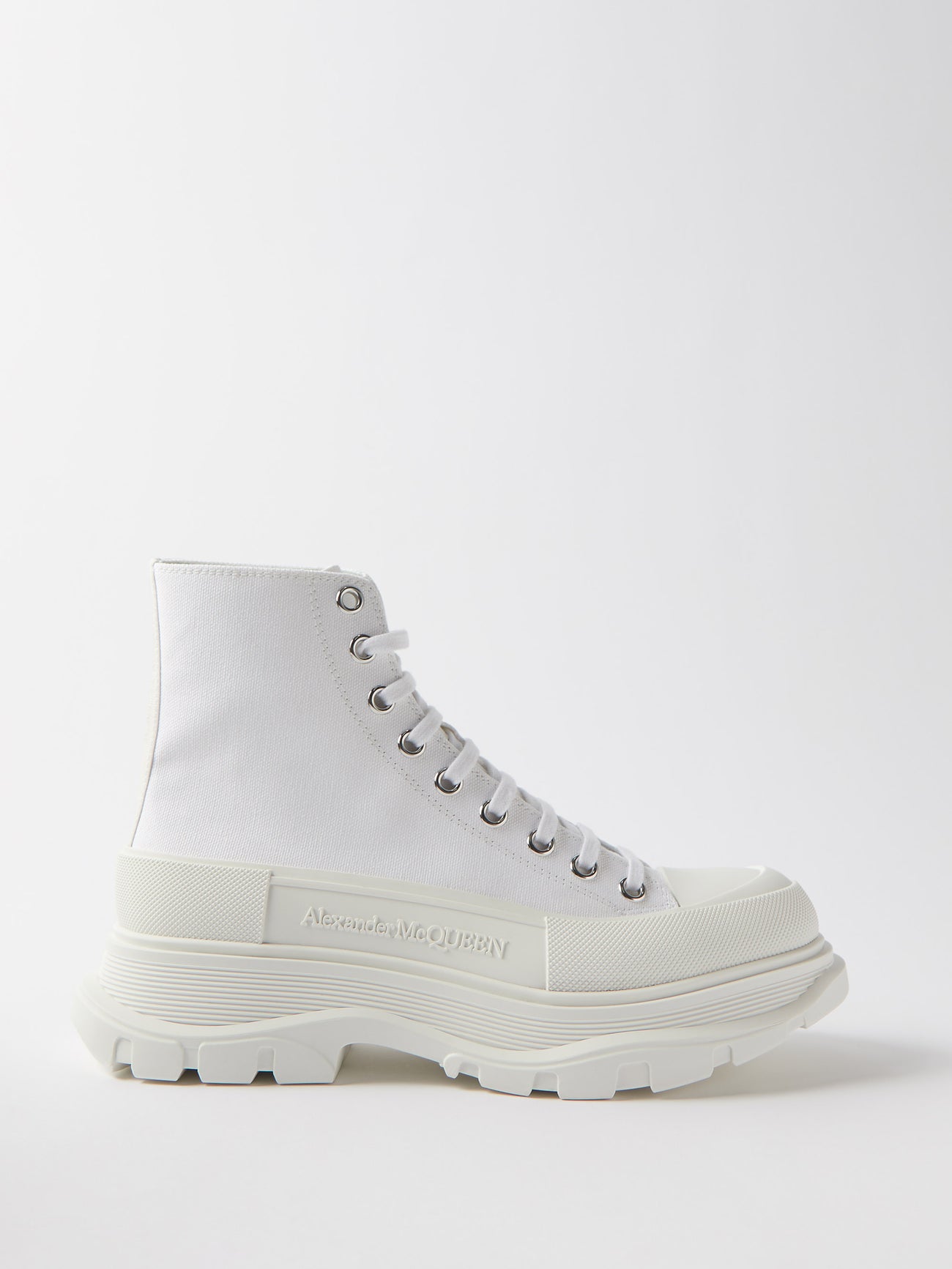 ALEXANDER MCQUEEN Tread Slick Chunky-Sole Canvas High-Top Boots | Endource