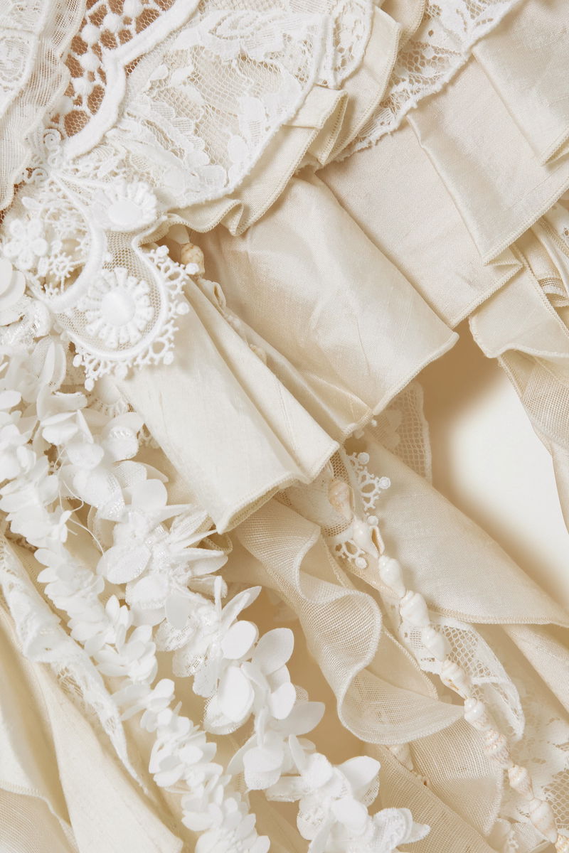 Cream Ruffles and Lace Ruffle Fabric