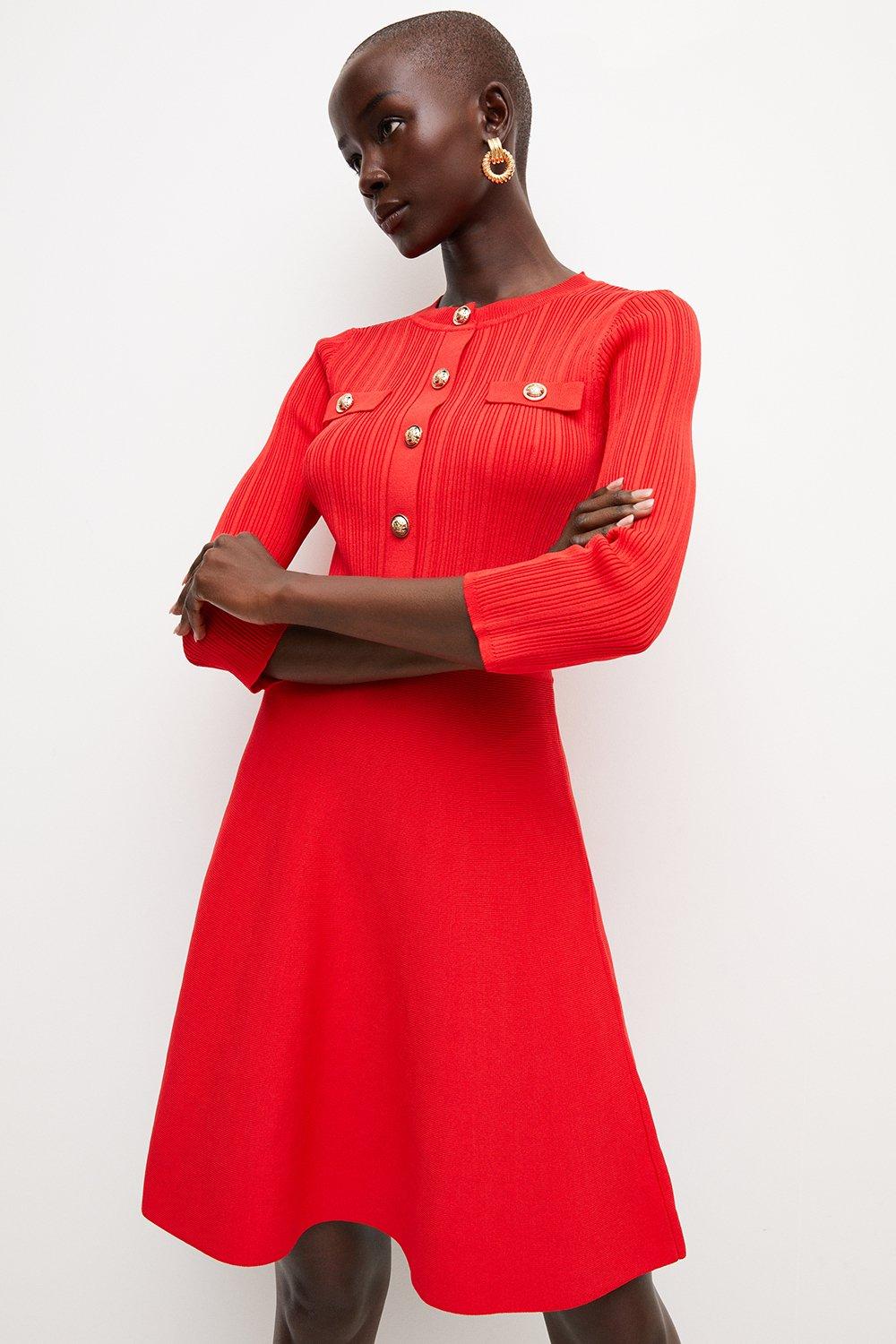 karen millen knitted skater dress Buy Karen Millen Crew Neck Knitted Skater Dress In Burgundy