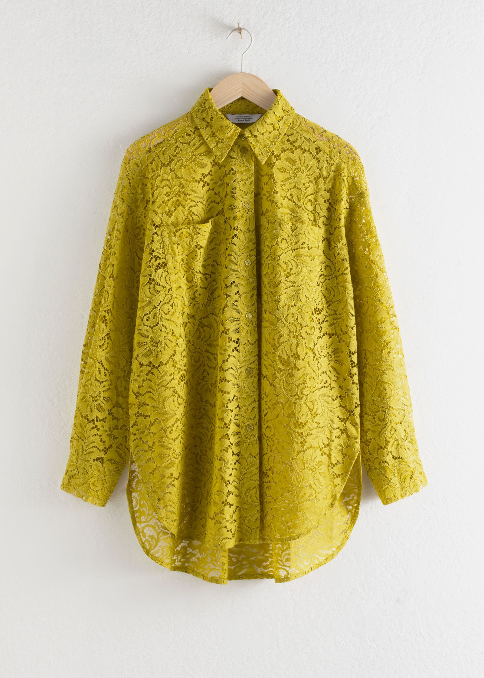 Yellow small floral with lace collar button up high-low maternity