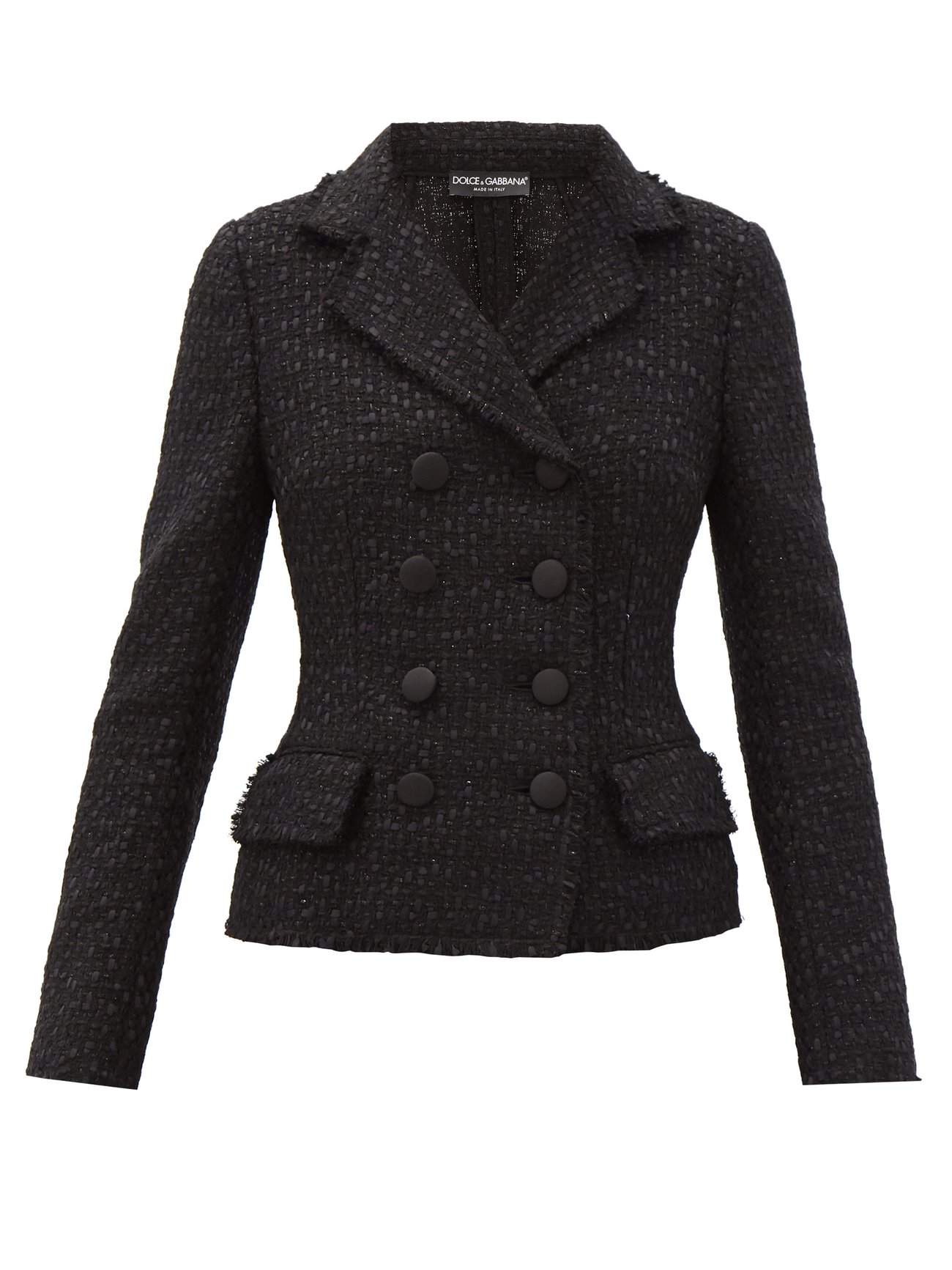 Dolce & Gabbana Black Polyester Double Breasted Coat Jacket