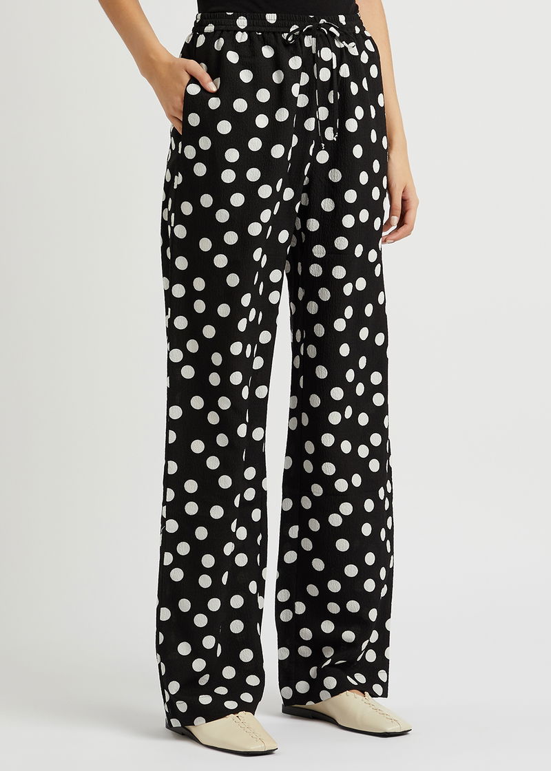 ZIMMERMANN Tuck belted polka-dot gauze wide-leg pants