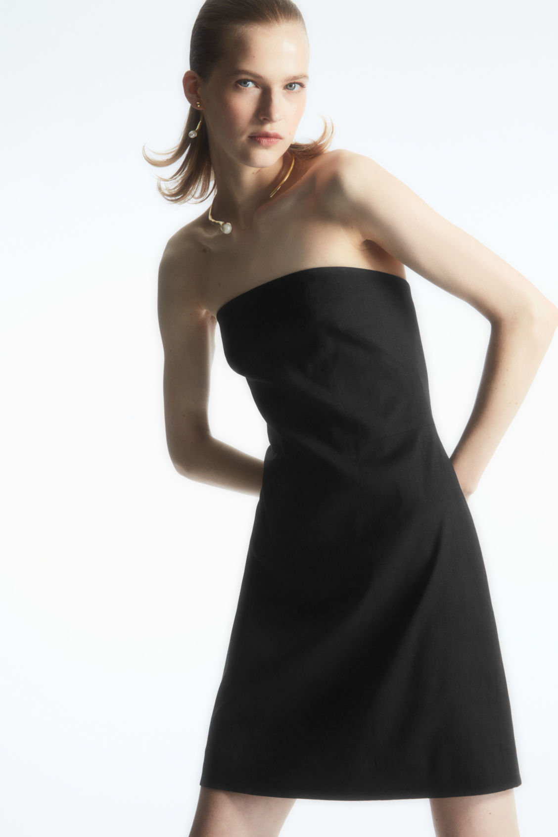COS Linen-Blend Mini Bustier Dress | endource