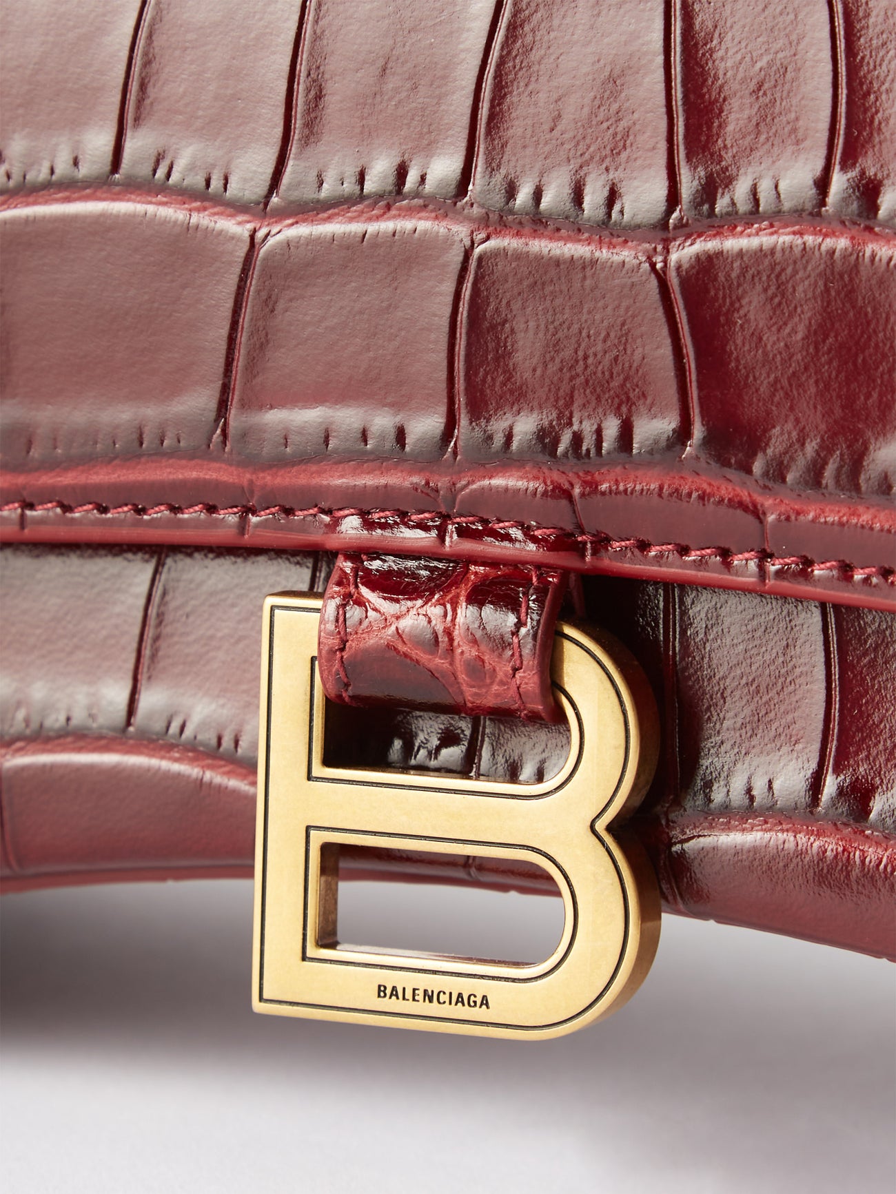 BALENCIAGA Hourglass S Crocodile-Effect Leather Bag | endource
