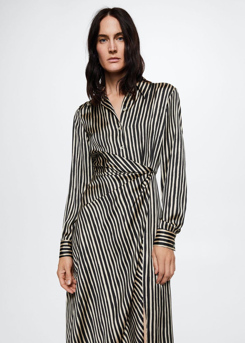 MANGO Striped Satin Dress endource