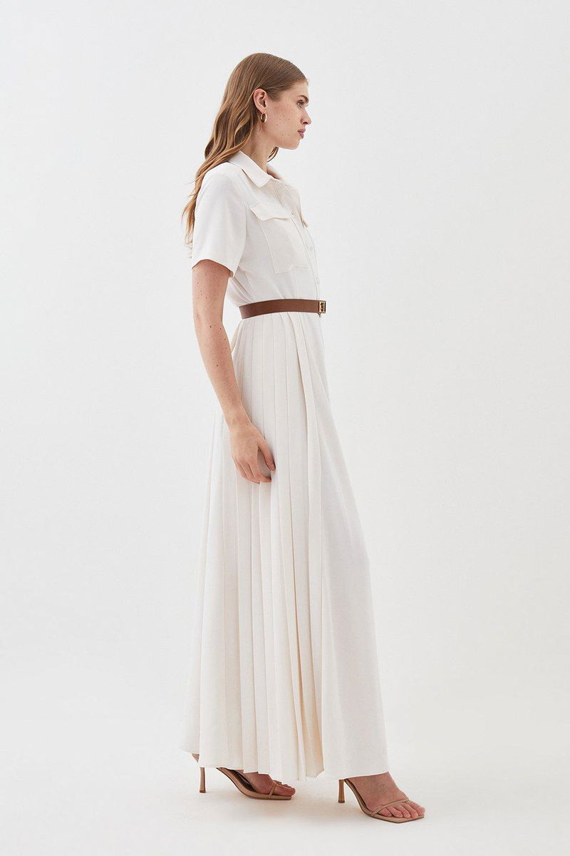 lydia millen soft tailored pleat panel midi shirt dress White Lydia Millen Plus Size Floral Silk Cotton Woven Shirt Dress